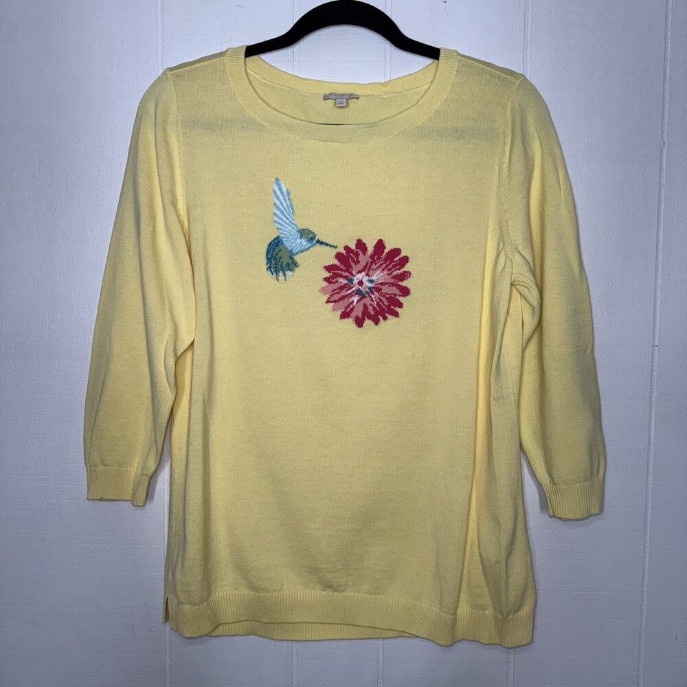Talbots Women’s Yellow Hummingbird Sweater Size Medium - Picture 1 of 5